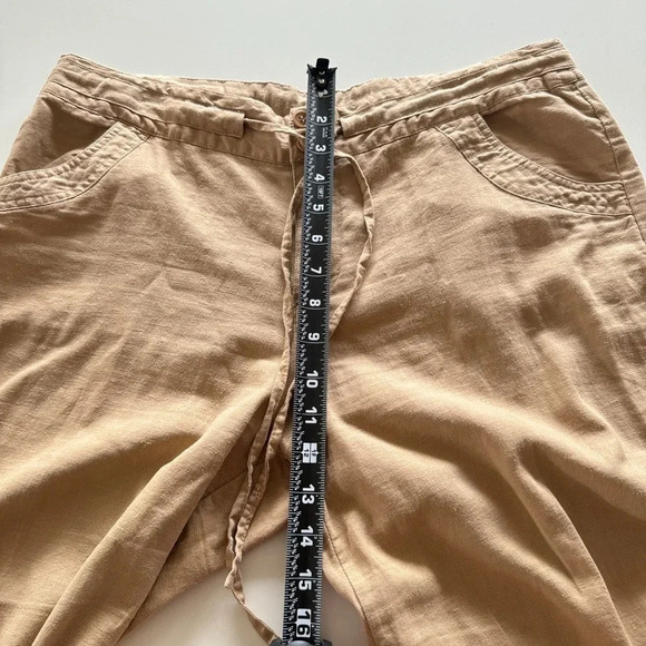 Miss Lili || Linen Tan Capris Pants Large - Picture 5 of 9